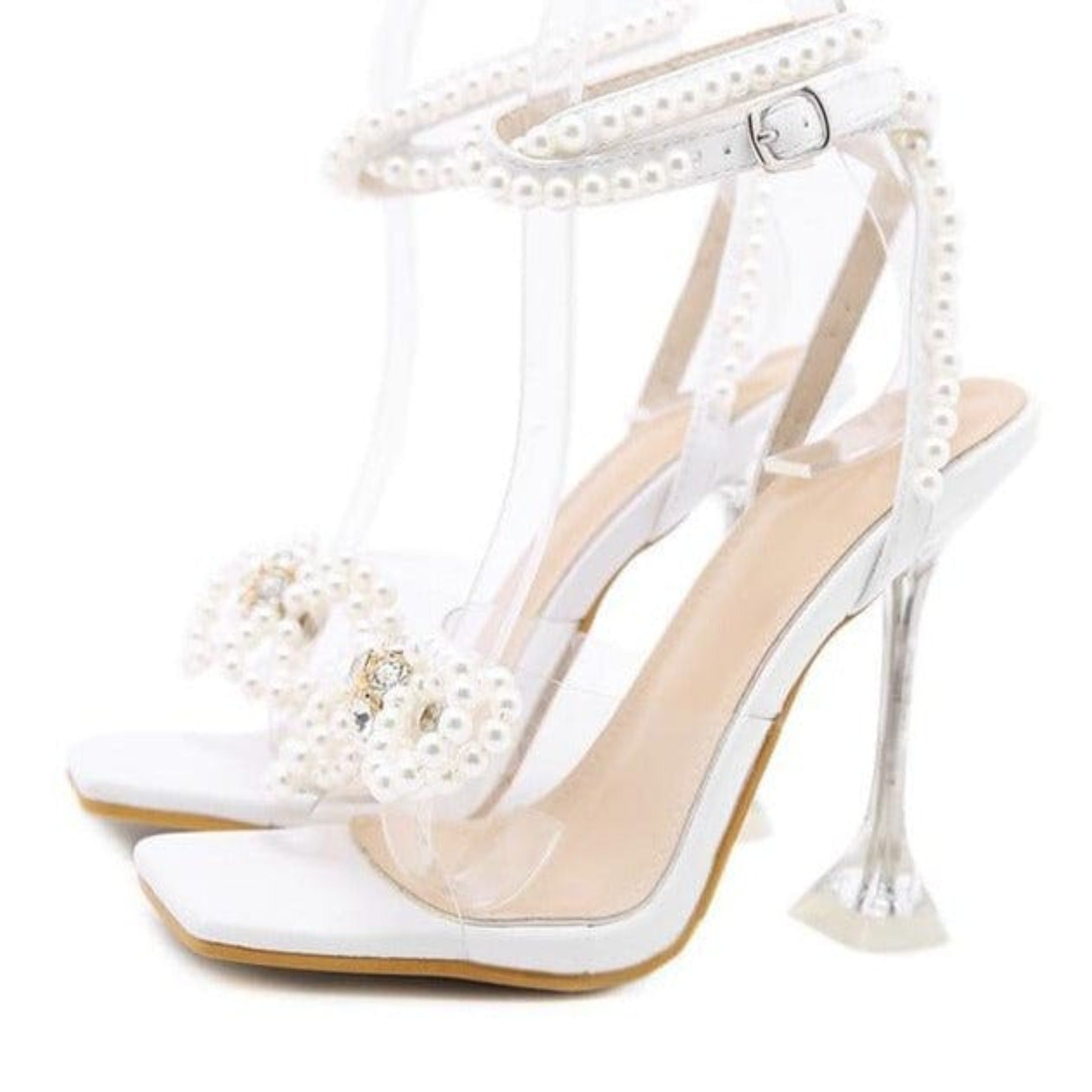 Oh Saucy White / 42 Women Clear High Heels Gladiator Shoes Sexy White - Black - Pin