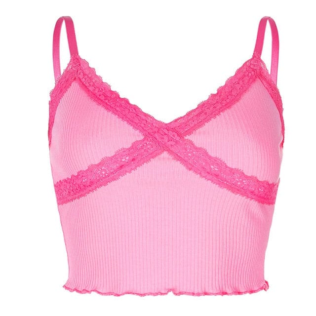 Pink Tank Top In Various Trending Patterns Sling Crop Top Sexy Cute Sweetie Pie Styles 2021 - OhSaucy