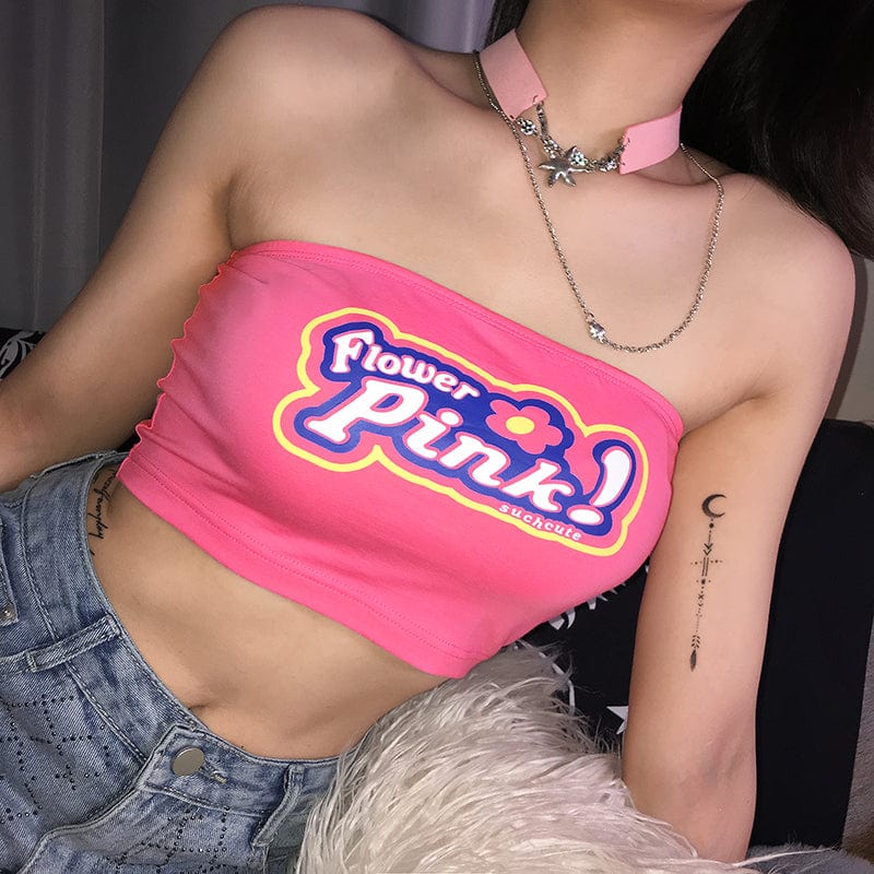 Pink Tank Top In Various Trending Patterns Sling Crop Top Sexy Cute Sweetie Pie Styles 2021 - OhSaucy