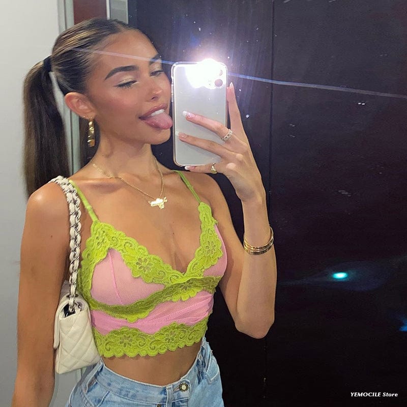 Pink Tank Top In Various Trending Patterns Sling Crop Top Sexy Cute Sweetie Pie Styles 2021 - OhSaucy