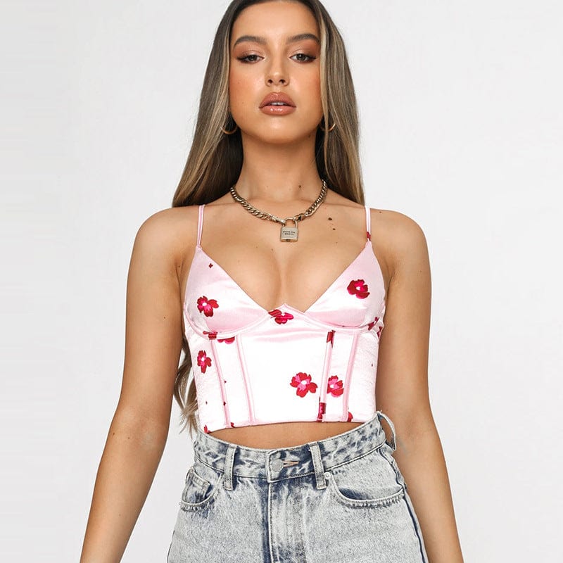 Pink Tank Top In Various Trending Patterns Sling Crop Top Sexy Cute Sweetie Pie Styles 2021 - OhSaucy