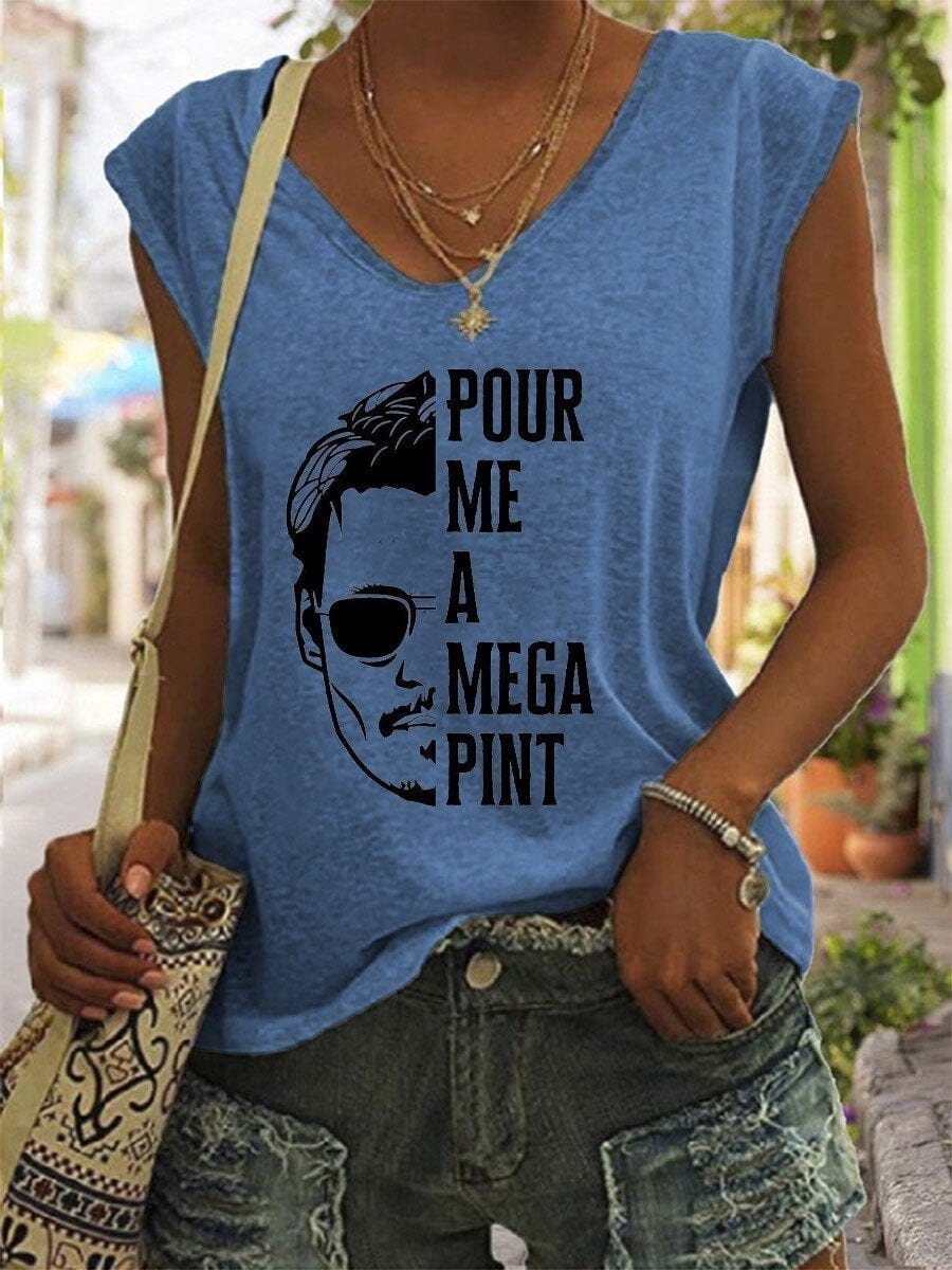 Oh Saucy 0 Blue / S Women's Pour Me A Mega Pint Johnny Depp Tank Top