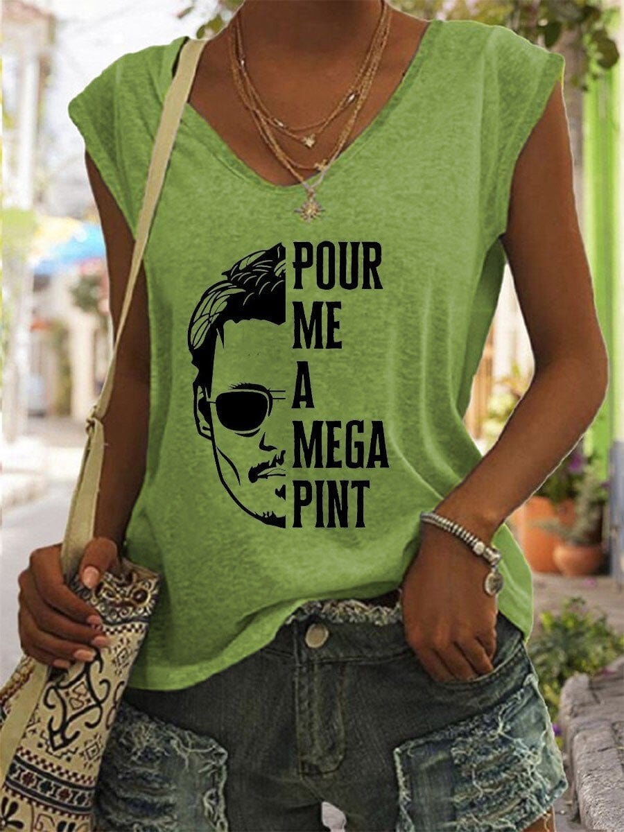 Oh Saucy 0 Green / S Women's Pour Me A Mega Pint Johnny Depp Tank Top