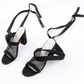 OhSaucy Shoes Women Sandals Bandage Flock Cross Strap Lace Up High Heels Sandal