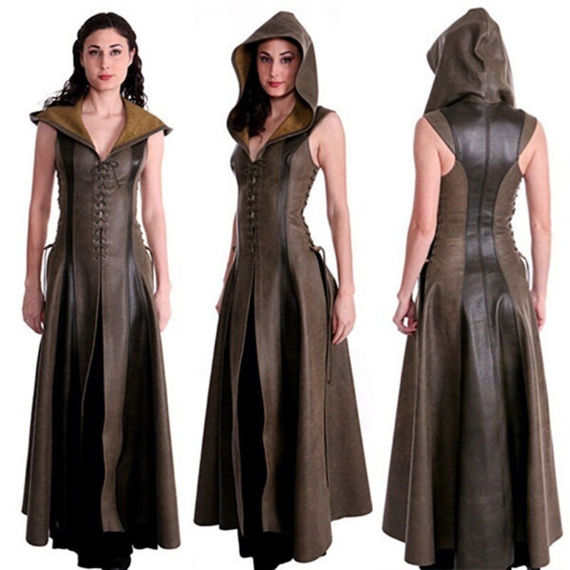 OHS cosplay Women Sexy Slim Lace Up Leather Medieval Ranger Cosplay