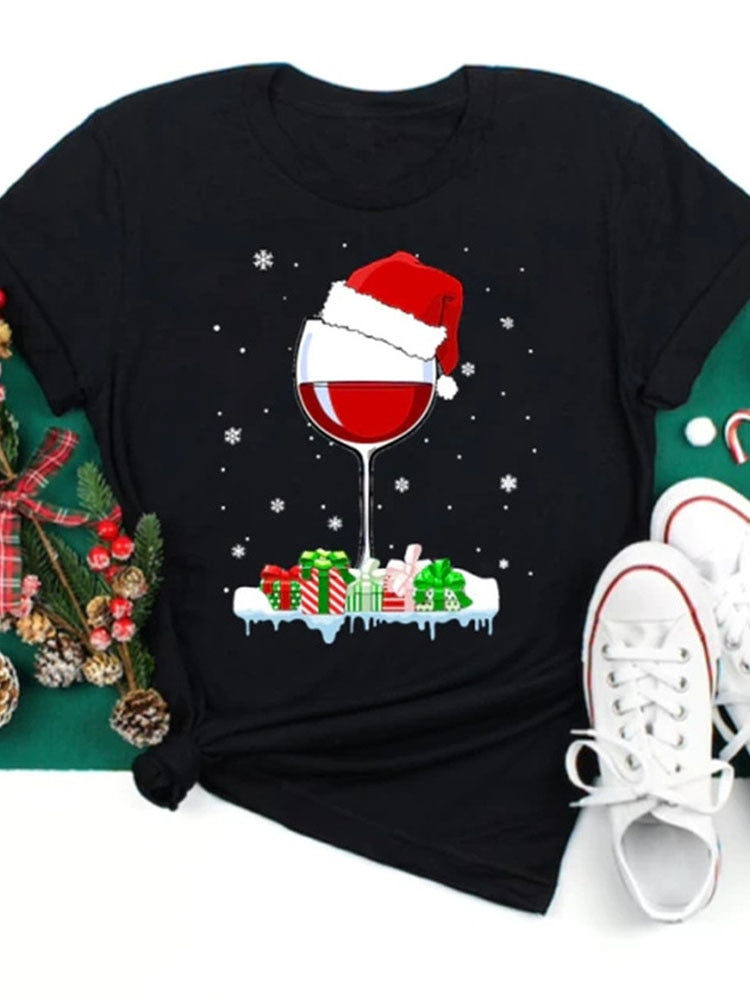 Oh Saucy seasonal Women Wine Glass Christmas  T Shirt Christmas Xmas Gifts