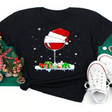 Oh Saucy seasonal T1064P-Black / S Women Wine Glass Christmas  T Shirt Christmas Xmas Gifts