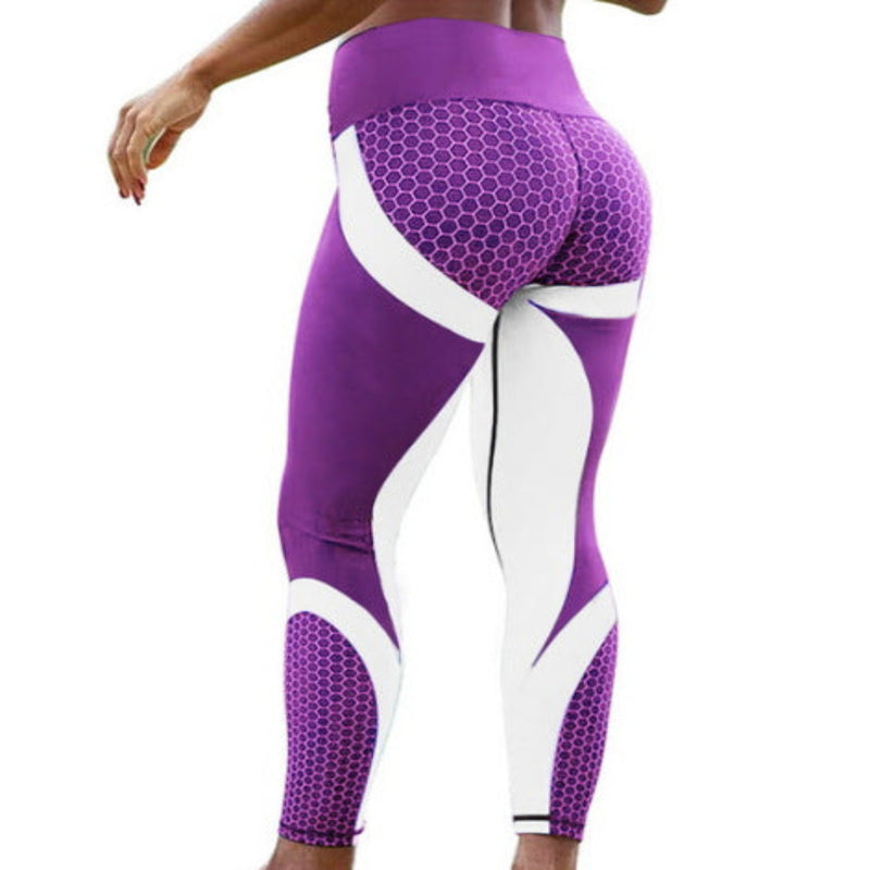 OhSaucy leggings Light purple and white / 3XL Yoga Fitness Leggings Women Pants Fitness Slim Tights Gym Running Sports Clothing